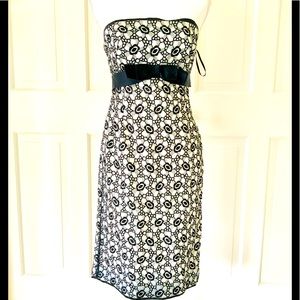 Carolina Herrera silk black white strapless dress 4